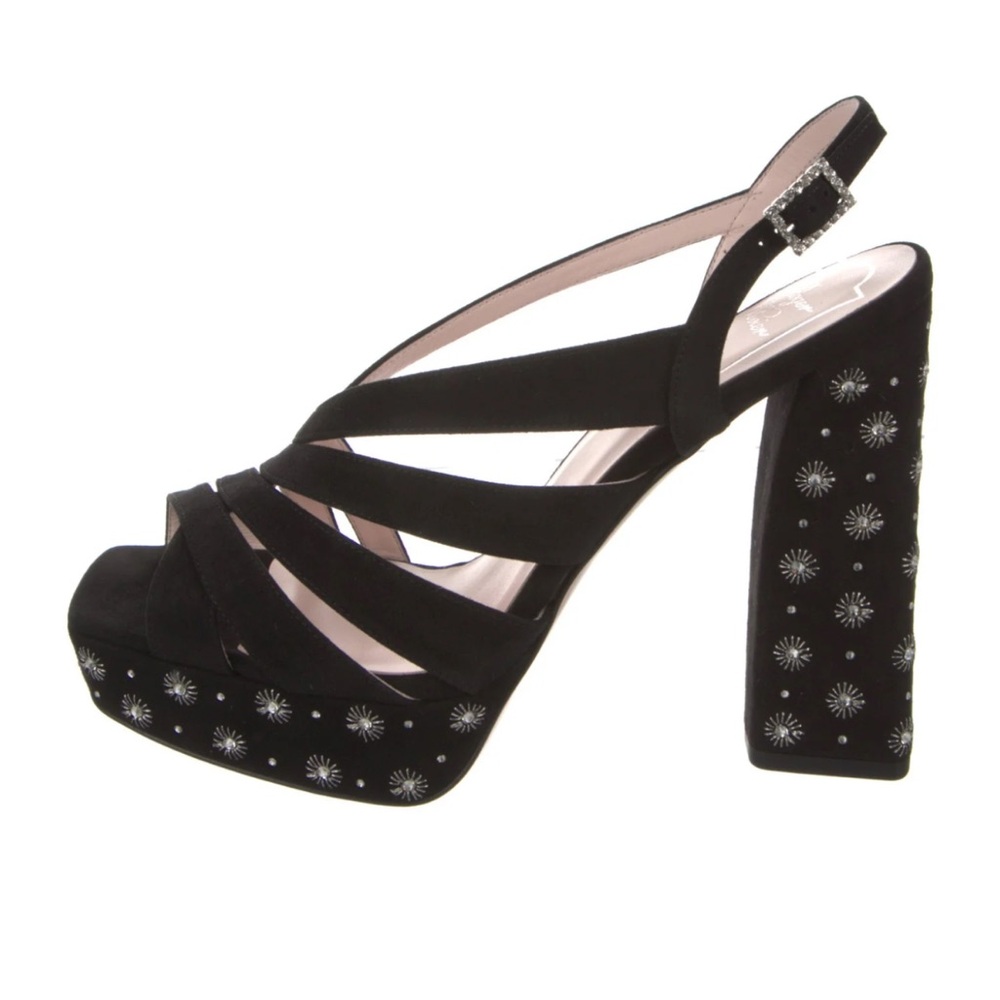 Roger Vivier Suede Crystal Embellishments Slingback Sandals Women's Size:9/5 -10 - Picture 4 of 16